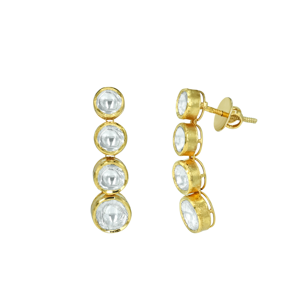 Cascading Polk Drop Earrings for Timeless Elegance